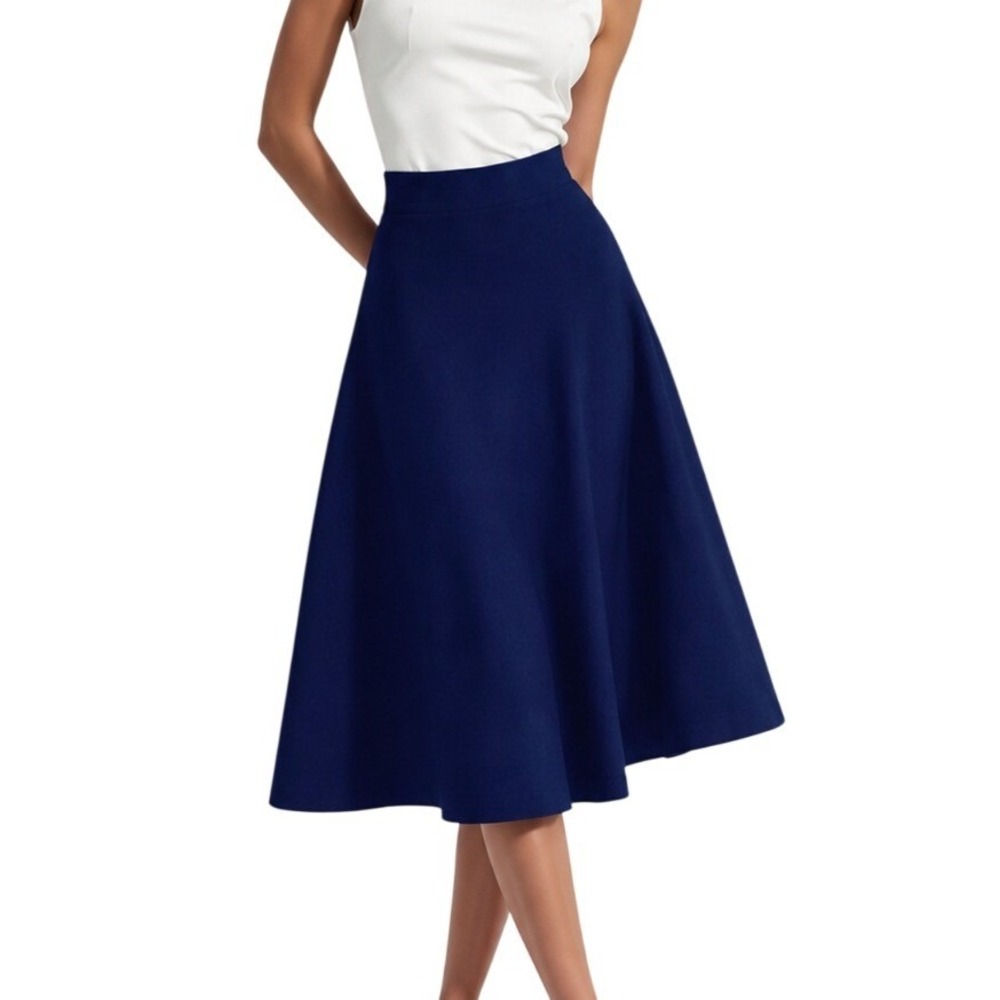 Polo Ralph Lauren Jersey Skirt A-Line Flared Navy Blue Casual Women's Size L